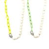 Ashley Gold Stainless Steel Enamel Neon Freshwater Pearl Chain Necklace