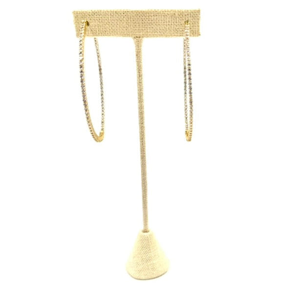 Ashley Gold Stainless Steel Gold Plated CZ Inside/Outside 2.5" Diameter Hoop Earrings