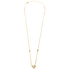 Ashley Gold Sterling Silver Double Shape CZ Drop With CZ's Throughout Chain Necklace