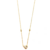 Ashley Gold Sterling Silver Double Shape CZ Drop With CZ's Throughout Chain Necklace