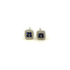 Ashley Gold Sterling Silver Square Design Colorful CZ Stud Earrings