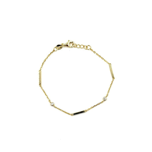 Ashley Gold Sterling Silver Bar And CZ Design Bracelet