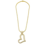 Ashley Gold Sterling Silver Gold Plated CZ Tennis Necklace With Large Heart CZ Charm Necklace
