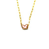 Ashley Gold Stainless Steel Gold Plated Baby Pink Enamel Butterfly Necklace