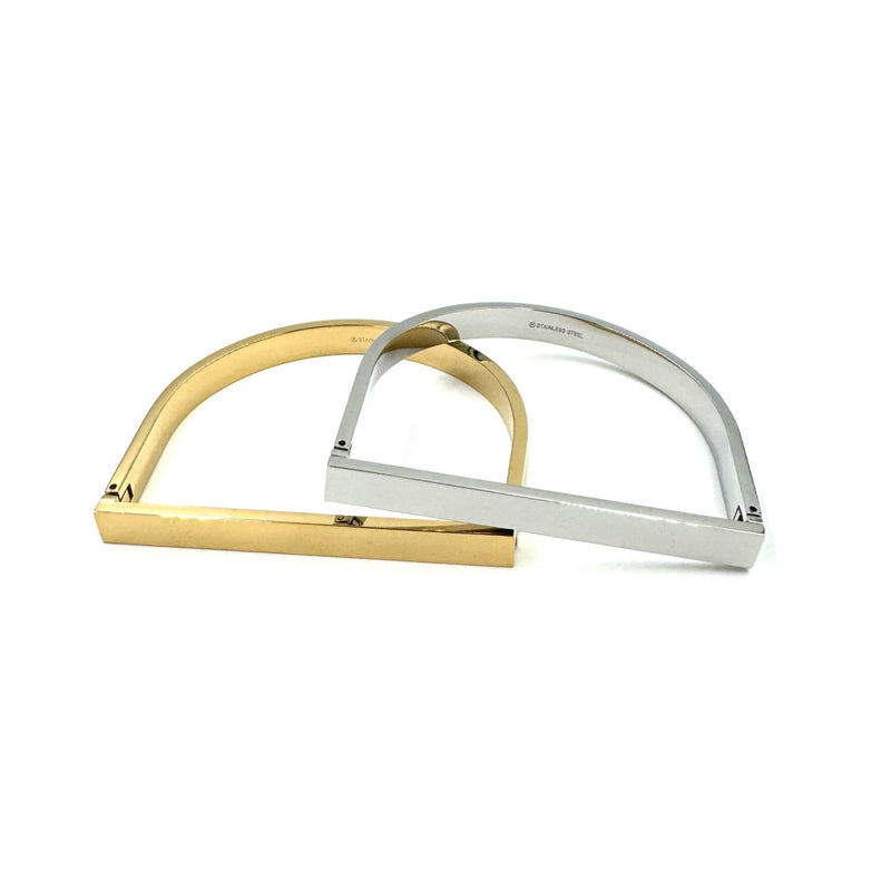 Ashley Gold Stainless Steel Straight Bar Bangle Bracelet