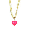 Ashley Gold Stainless Steel Gold Plated 36" Heart Enamel Puff Necklace