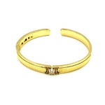 Ashley Gold Stainless Steel Emerald Cut CZ Design Bangle Bracelet