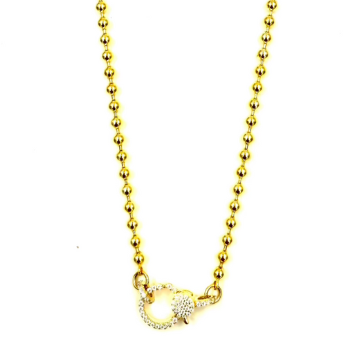 Ashley Gold Sterling Silver Gold Plated Ball Chain CZ Clasp Necklace