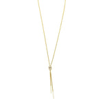 Ashley Gold Sterling Silver Gold Plated Tie Front CZ Lariat Necklace