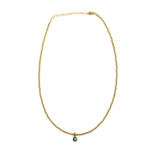Ashley Gold Stainless Steel Ball Beaded Enamel Green Evil Eye Pendant Necklace