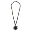 Ashley Gold Stainless Steel Gunmetal Rope Link Chain With CZ Gunmetal Sterling Silver Starburst Charm Necklace