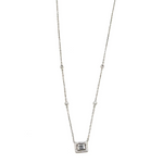 Ashley Gold Sterling Silver Emerald Cut Halo With CZ's By The Yard Necklace