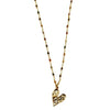 Ashley Gold Stainless Steel Gold Plated Brown Beaded Wire Wrapped Heart Drop Necklace