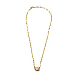 Ashley Gold Stainless Steel Gold Plated Baby Pink Enamel Butterfly Necklace
