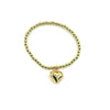 Ashley Gold Stainless Steel Ball Beaded Stretch Dangle Heart Pendant Bracelet