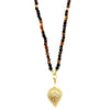 Ashley Gold Stainless Steel Gold Plated Brown Beaded CZ Leaf Detachable Pendant Necklace