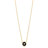 Ashley Gold Sterling Silver Gold Plated Link Chain Center Enamel And CZ Drop Necklace