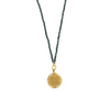 Ashley Gold Stainless Steel Gold Plated Green Semi Precious Beaded Chain Plated 1" Circle Pedant Necklace