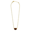 Ashley Gold Stainless Steel Gold Plated Brown Bean Enamel Drop Necklace