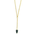 Ashley Gold Stainless Steel Gold Plated Semi Precious Puff Colored Heart Lariat Necklace