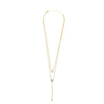 Ashley Gold Sterling Silver Double Chain Round Drop Necklace