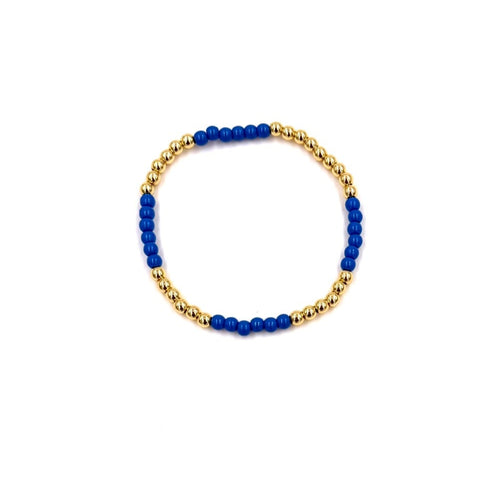 Ashley Gold Stainless Steel Gold Plated Beaded Ball Design 5 Enamel Stretch Bracelet