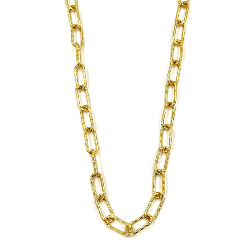 Ashley Gold Stainless Steel Diamond Cut Link Chain Necklace