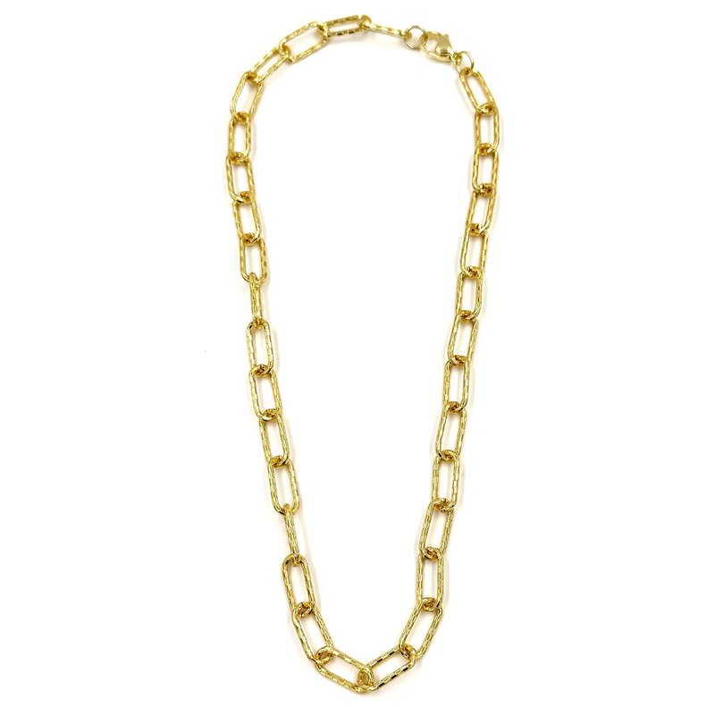 Ashley Gold Stainless Steel Diamond Cut Link Chain Necklace