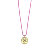 Ashley Gold Stainless Steel Gold Plated NSEW Pendant And Enamel Pink Necklace