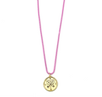 Ashley Gold Stainless Steel Gold Plated NSEW Pendant And Enamel Pink Necklace