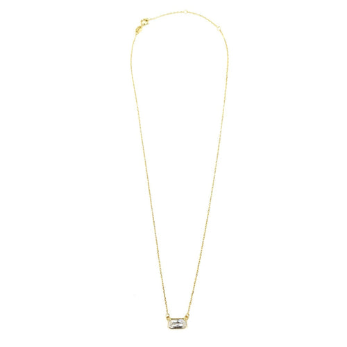 Ashley Gold Sterling Silver Single Emerald Cut CZ Drop Necklace