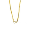 Ashley Gold Stainless Steel Gold Plated Ball Design Chain Center CZ Lock Necklace