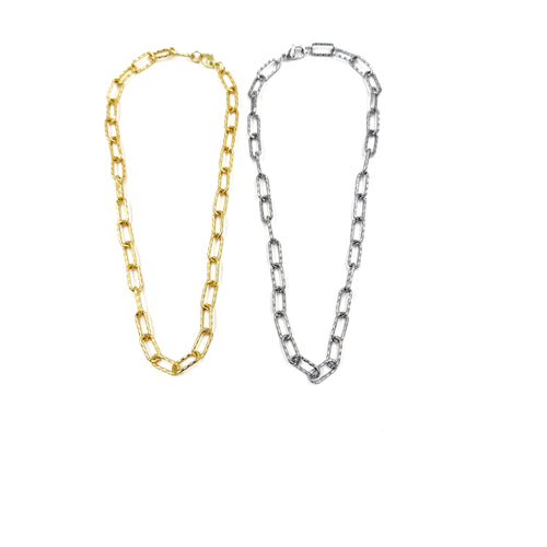 Ashley Gold Stainless Steel Diamond Cut Link Chain Necklace