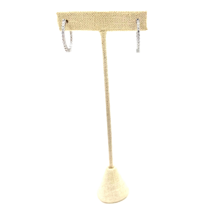 Ashley Gold Stainless Steel Inside/Outside CZ 1" Hoop Earrings