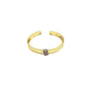Ashley Gold Stainless Steel Open Design With CZ's And Lines Bangle Bracelet