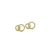 Ashley Gold Sterling Silver Gold Plated Double Circle Drop CZ Encrusted Drop Earrings