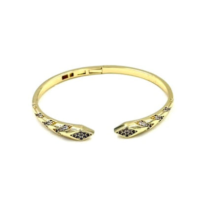 Ashley Gold Stainless Steel Open CZ Arrow Design Bangle Bracelet