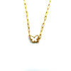 Ashley Gold Stainless Steel Gold Plated White Enamel Butterfly Necklace