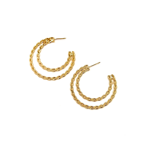 Ashley Gold Stainless Steel Gold Plated Double Hoop Design Hoop Earrings