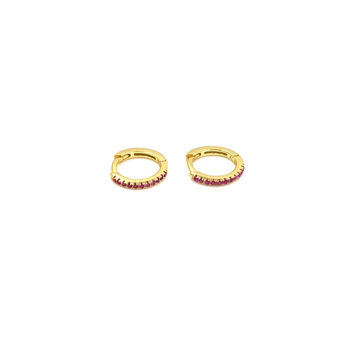 Ashley Gold Sterling Silver Mini Hoop CZ Earrings