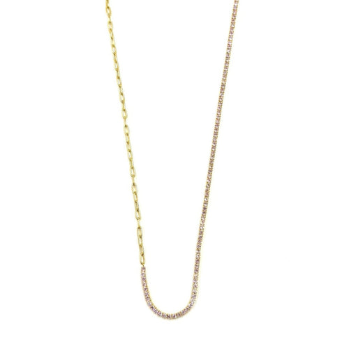 Ashley Gold Sterling Silver Gold Plated Half Link Half CZ Necklace