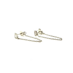 Ashley Gold Sterling Silver Emerald Cut CZ Drop Chain Earrings