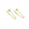 Ashley Gold Sterling Sliver Gold Plated Drop Loop Chain With CZ Bar Earrings