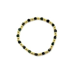 Ashley Gold Stainless Steel Gold Plated Ball Beaded Stretch Alternating Colored CZ Bracelet