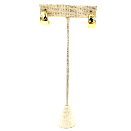 Ashley Gold Stainless Steel Gold Plated Open Back Wide Design Hoop Earrings