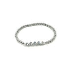 Ashley Gold Stainless Steel 5 CZ Bezel Set Ball Beaded Stretch Bracelet