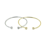 Ashley Gold Stainless Steel Bezel Set Layering Bangle Bracelet