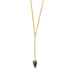 Ashley Gold Stainless Steel Gold Plated Semi Precious Puff Colored Heart Lariat Necklace