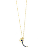 Ashley Gold Sterling Silver Gold Plated Paper Clip Link Chain With Disk and Moon Charm With Semi Precious Stones Necklace