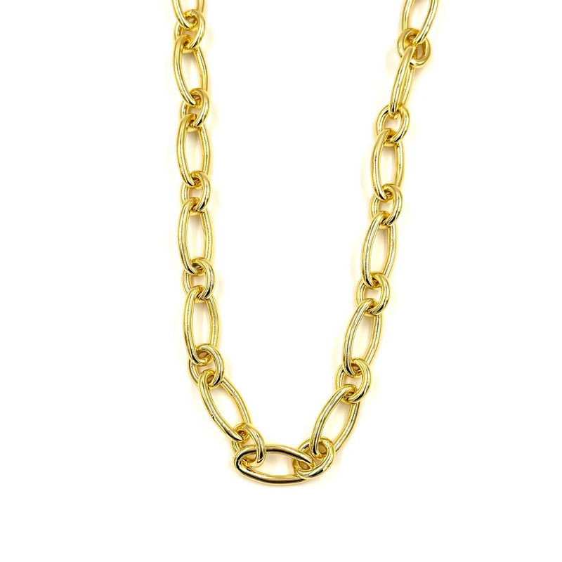 Ashley Gold Stainless Steel Gold Plated Open Oval Design Necklace